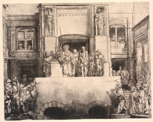 İnsanlara sunulan İsa: büyük dikdörtgen plaka by Rembrandt van Rijn