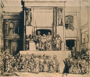 İnsanlara sunulan İsa: dikdörtgen plaka, 1655 by Rembrandt van Rijn