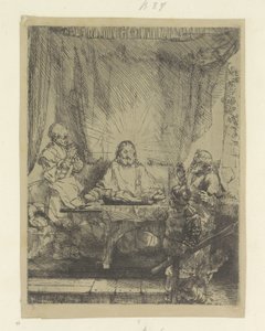 Christus te Emmaus: grote plaat Seksen beş orijinal baskının toplanması (seri başlığı) by Rembrandt van Rijn