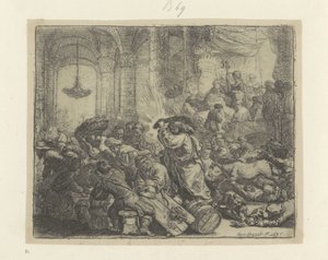 İsa Tapınaktan Para Değiştirenleri Sürüyor Recueil de quatre-vingt-cinq estampes orijinalleri (dizi başlığı) by Rembrandt van Rijn