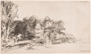 Bir Vista ile Ağaç Kümesi by Rembrandt van Rijn