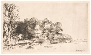 Manzaralı bir ağaç yığını by Rembrandt van Rijn