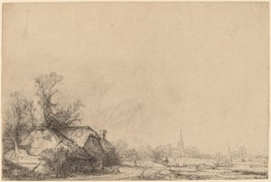 Kanalın Yanında Yazlık by Rembrandt van Rijn
