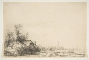 Ouderkerk Manzaralı Kanalın Yanında Yazlık, yaklaşık. 1641. by Rembrandt van Rijn