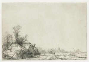 Ouderkerk manzaralı bir kanalın yanında yazlık by Rembrandt van Rijn