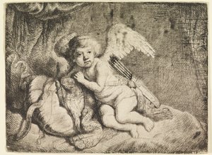 Cupid Resting, daha önce Rembrandt