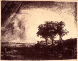Üç ağaçlı manzara by Rembrandt van Rijn