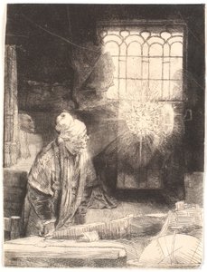 Faust çalışma odasında, sihirli bir diski izliyor (Dr. Faustus) by Rembrandt van Rijn