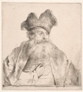 Kürk şapkalı yaşlı adam by Rembrandt van Rijn