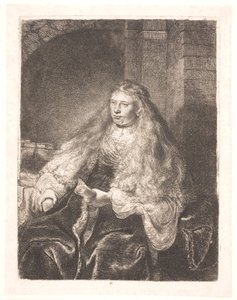 Saçları omuzlarına düşen kız ("büyük Yahudi gelin") by Rembrandt van Rijn