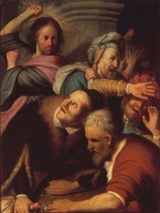 İsa, değiştiricileri tapınaktan kovuyor by Rembrandt van Rijn