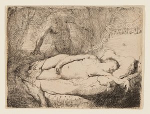 Jüpiter ve Antiope: Daha Küçük Plaka by Rembrandt van Rijn