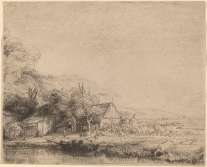 Bir inek ile manzara by Rembrandt van Rijn