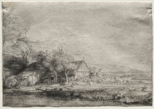 Bir inek ile manzara by Rembrandt van Rijn