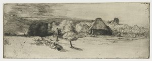 Çiftlik Binası ve Kuleli Ev ile Peyzaj Çiftlik binası ve 'kuleli ev' ile manzara by Rembrandt van Rijn