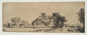 Kanalın Yanında Bir Yol Boyunca Bir Çiftlik Evi ile Manzara, ca. 1652. by Rembrandt van Rijn