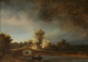 Taş Köprülü Manzara Taş Köprü ile Manzara by Rembrandt van Rijn
