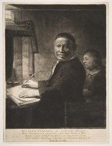 Lieven Willemsz van Coppenol, torunu ile birlikte, yaklaşık 1658. by Rembrandt van Rijn