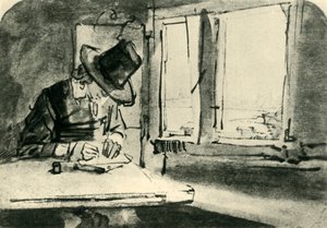 Pencerede çizim yapan adam, 17. yüzyılın ortalarında, 1943. by Rembrandt van Rijn