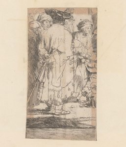 Pelerinli adam, arkadan görüldü Yüz Gülden resmi by Rembrandt van Rijn