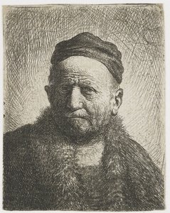 Dar bir şapka takan adam: büstü (sanatçının babası?) by Rembrandt van Rijn