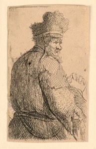 Yaşlı Adam Arkadan, Profilden Sağa: Yarım Figür by Rembrandt van Rijn