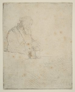 Meditasyondaki Yaşlı Adam, Bir Kitaba Yaslanmış, yakl. 1645. by Rembrandt van Rijn