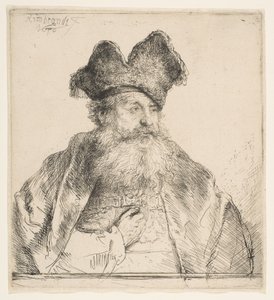 Bölünmüş Kürk Şapkalı Yaşlı Adam, 1640. by Rembrandt van Rijn