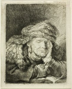 Uyuyan Yaşlı Kadın by Rembrandt van Rijn
