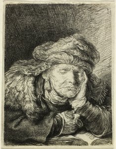 Uyuyan Yaşlı Kadın by Rembrandt van Rijn