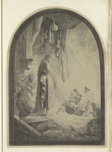 Opwekking van Lazarus: grote plaat Seksen beş orijinal baskıdan oluşan koleksiyon (seri başlığı) by Rembrandt van Rijn