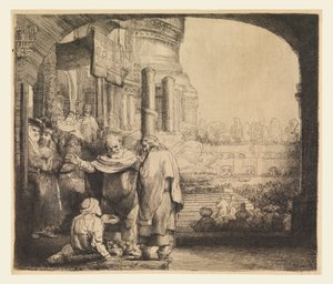 Peter ve John Tapınağın Kapısında by Rembrandt van Rijn