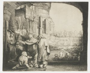 Petrus ve Yuhanna tapınağın kapısında sakatı iyileştiriyor by Rembrandt van Rijn
