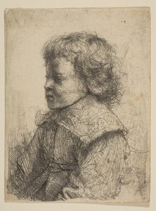 Bir Çocuğun Portresi, Profilde, 1641. by Rembrandt van Rijn
