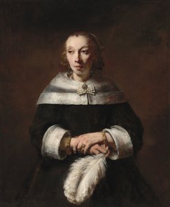 Devekuşu Tüylü Yelpazeli Bir Kadının Portresi, c. 16561658. by Rembrandt van Rijn