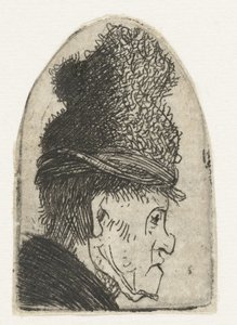 Şapkalı Bir Adamın Profili Grotesk profil: yüksek şapkalı adam by Rembrandt van Rijn