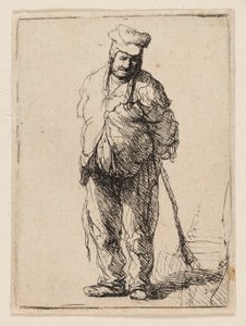 Elleri Arkasında Bir Sopa Tutarak Dağınık Köylü by Rembrandt van Rijn