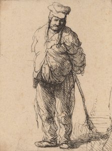 Elleri Arkasında, Bir Sopa Tutarak Dağınık Köylü, c. 1630. by Rembrandt van Rijn