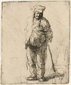 Elleri Arkasında Bir Sopa Tutarak Dağınık Köylü, c.1630. by Rembrandt van Rijn