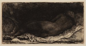 uzanmış kadın çıplak by Rembrandt van Rijn