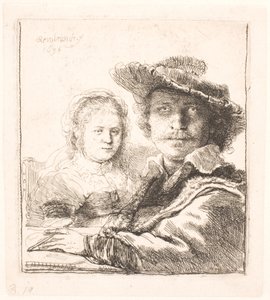 Rembrandt ve eşi Saskia: büstler by Rembrandt van Rijn