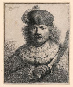 yükseltilmiş kılıç ile Rembrandt by Rembrandt van Rijn
