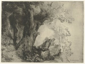 Bir Ağacın Altında Aziz Francis, Bir Ağacın Altında Dua Ediyor Aziz Francis by Rembrandt van Rijn
