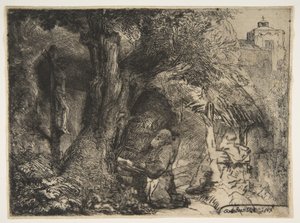 Bir Ağacın Altında Aziz Francis, Dua Eden, 1657. by Rembrandt van Rijn