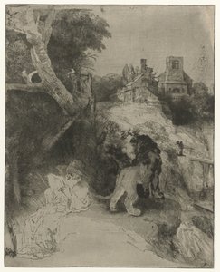 Bir İtalyan Manzarasında Aziz Jerome Okuma St Jerome bir İtalyan manzarasında okuyor by Rembrandt van Rijn
