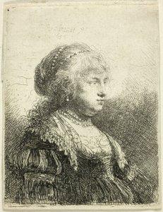 Saçında İncilerle Saskia by Rembrandt van Rijn