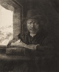 Bir Pencerede Otoportre Gravür, 1648., 1648. by Rembrandt van Rijn