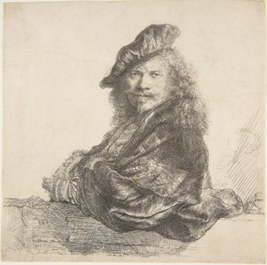 Taş Duvara Yaslanmış Otoportre, 1639. by Rembrandt van Rijn