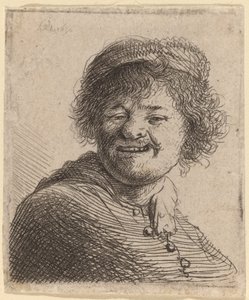 Şapkalı Otoportre: Gülmek by Rembrandt van Rijn