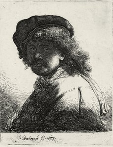 Koyu Yüzlü Şapkalı ve Atkılı Otoportre, 1633 by Rembrandt van Rijn